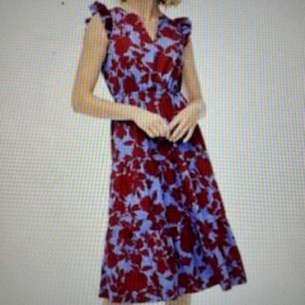 Worn ONCE! EUC J. Crew Factory Floral Ruffle-Sleeve Tiered Midi w/ POCKETS, 8